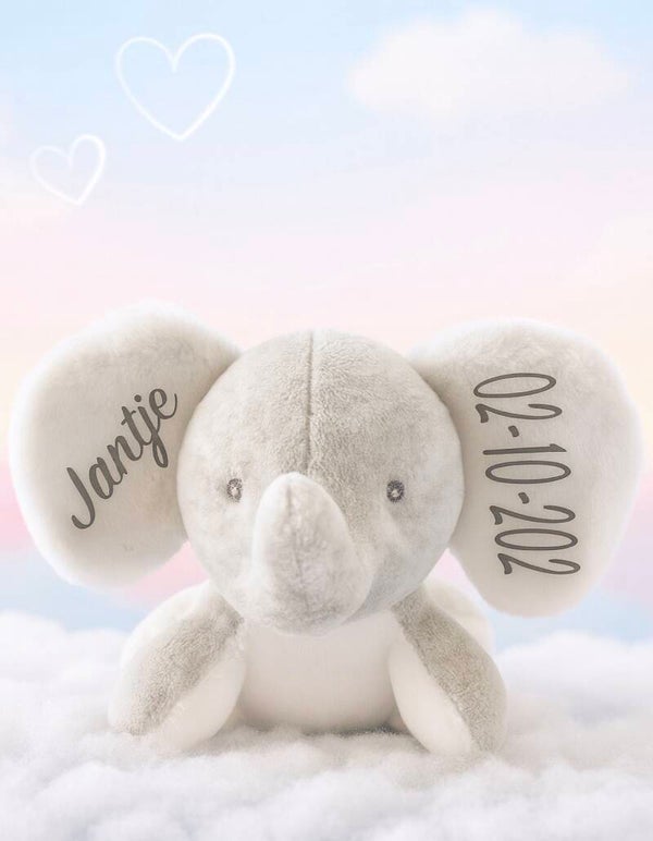 BamBam Knuffeltje in geschenkdoos met naam en geboortedatum – 15 cm