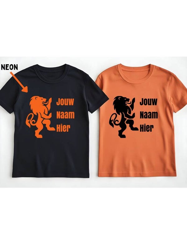 Shirt koningsdag: Leeuw met naam