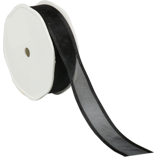 Organza satin edge lint zwart 25 meter
