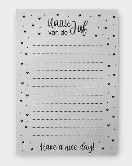Notitieblok "notities van de juf, have a nice day"