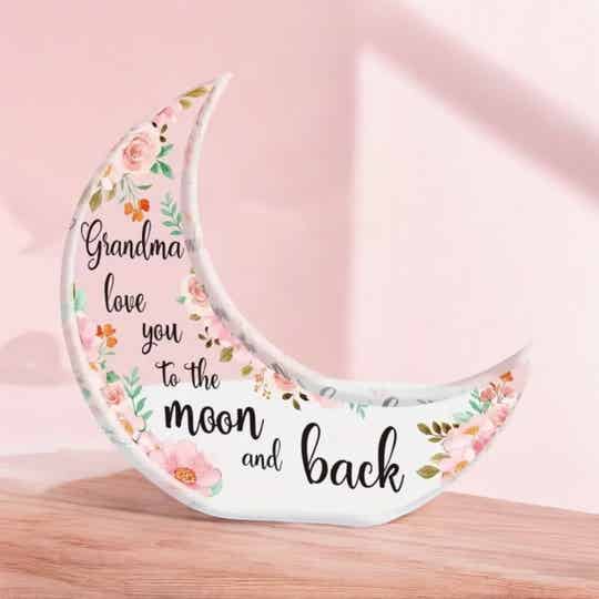 Acryl houder: "Grandma I love you to the moon and back" acryl