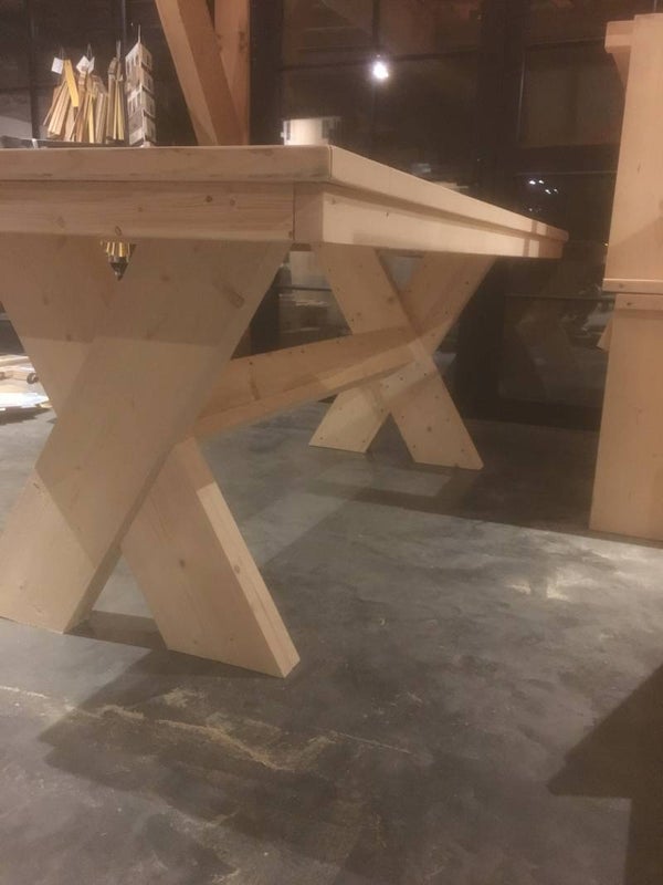 steigerhout tafel X-poot 