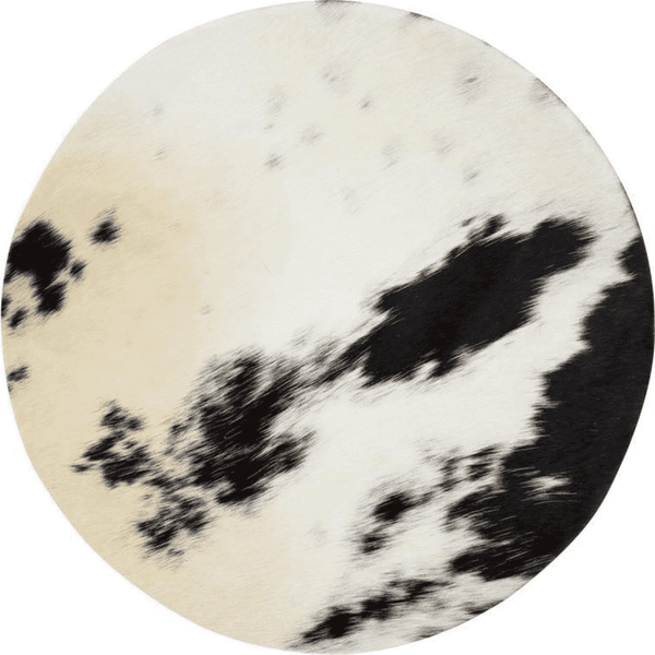 Mars & More Placemat koehuid - rond - wit/Zwart- Ø38cm