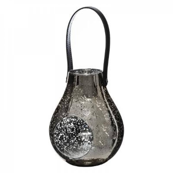 Windlicht / Lantaarn Zilver gespikkeld - 18 cm Hoog