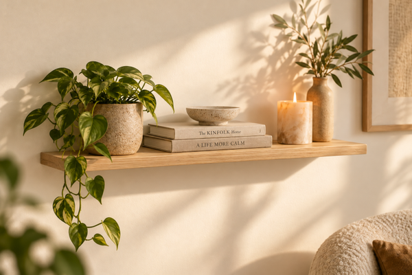 Massief Eiken Wandplank 50 × 20 × 2,5 cm – Rechte Rand – Blinde Bevestiging