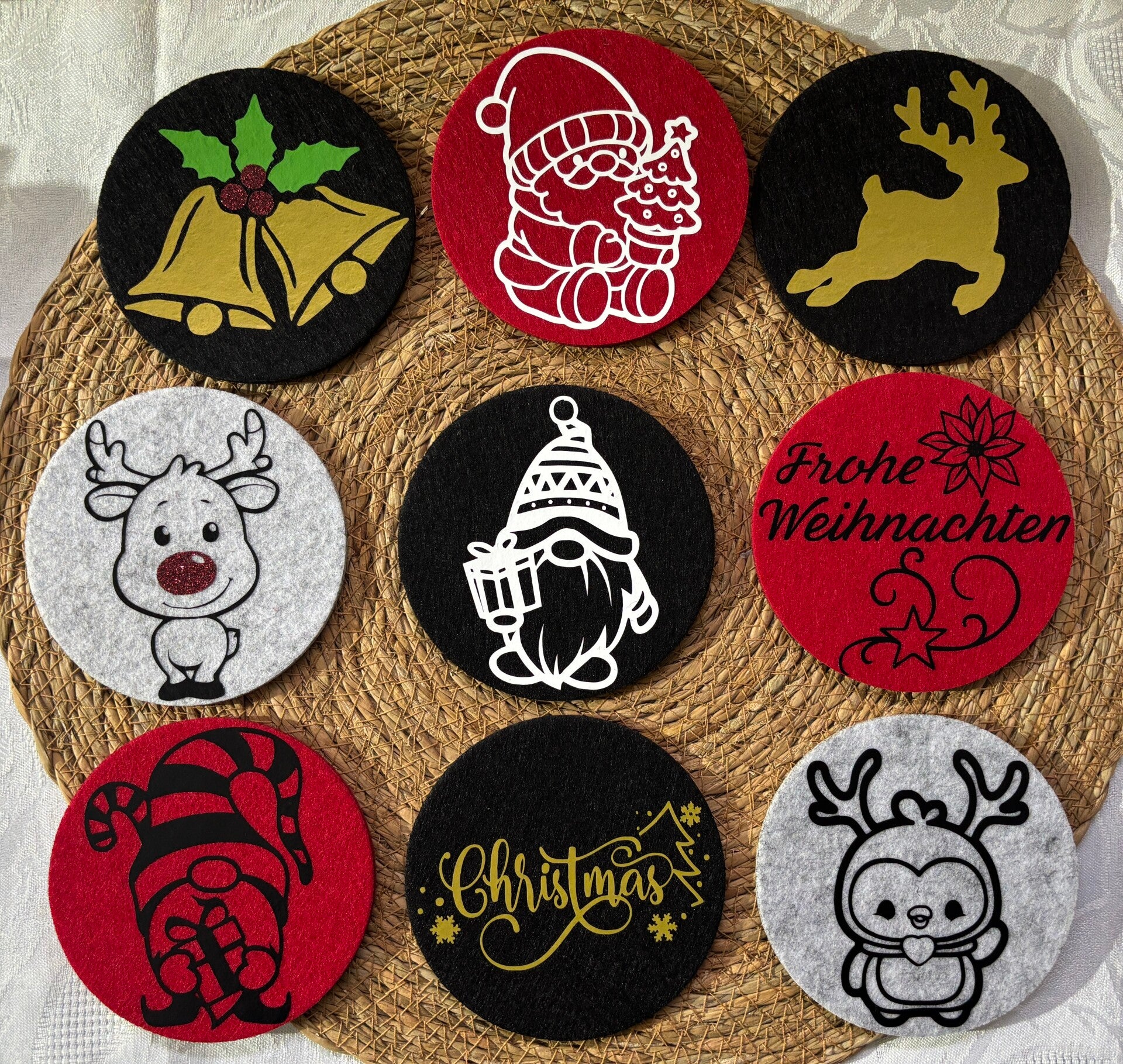 Weihnachts-Filzuntersetzer – Handgemacht & festlich
