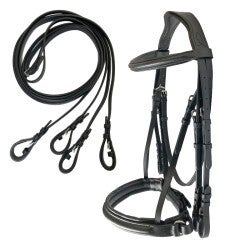 Cabezada de doble rienda con testero ergonómico y muserola sueca