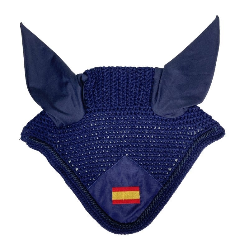 Mosquero de ganchillo con cubreorejas con bandera española