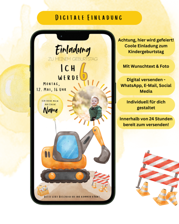 Digitale Einladungskarte Baustelle