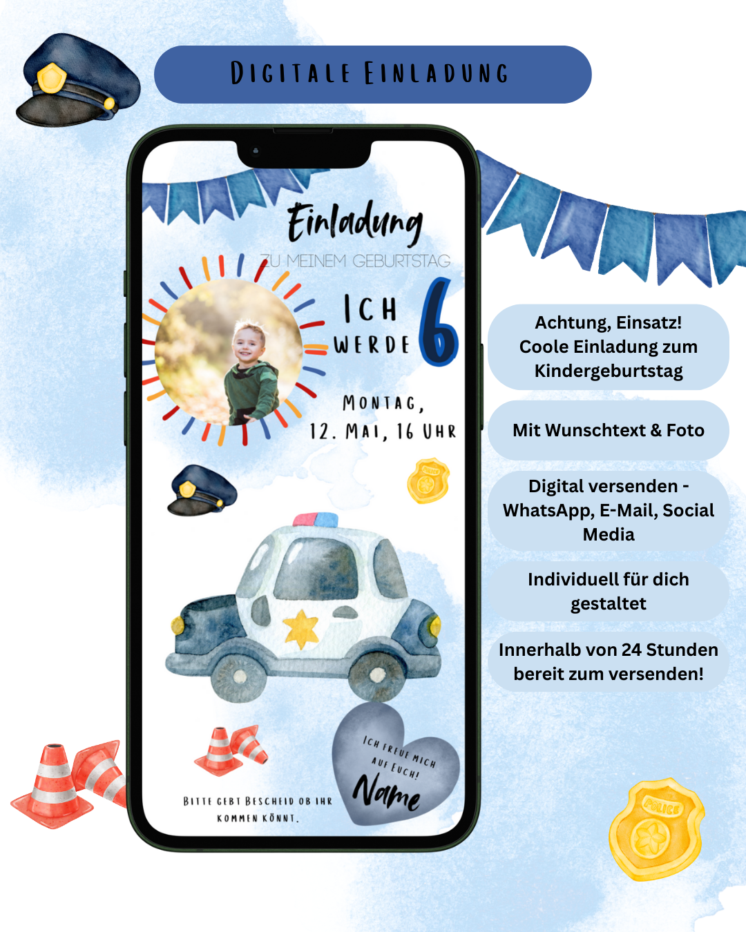Digitale Einladungskarte Polizei