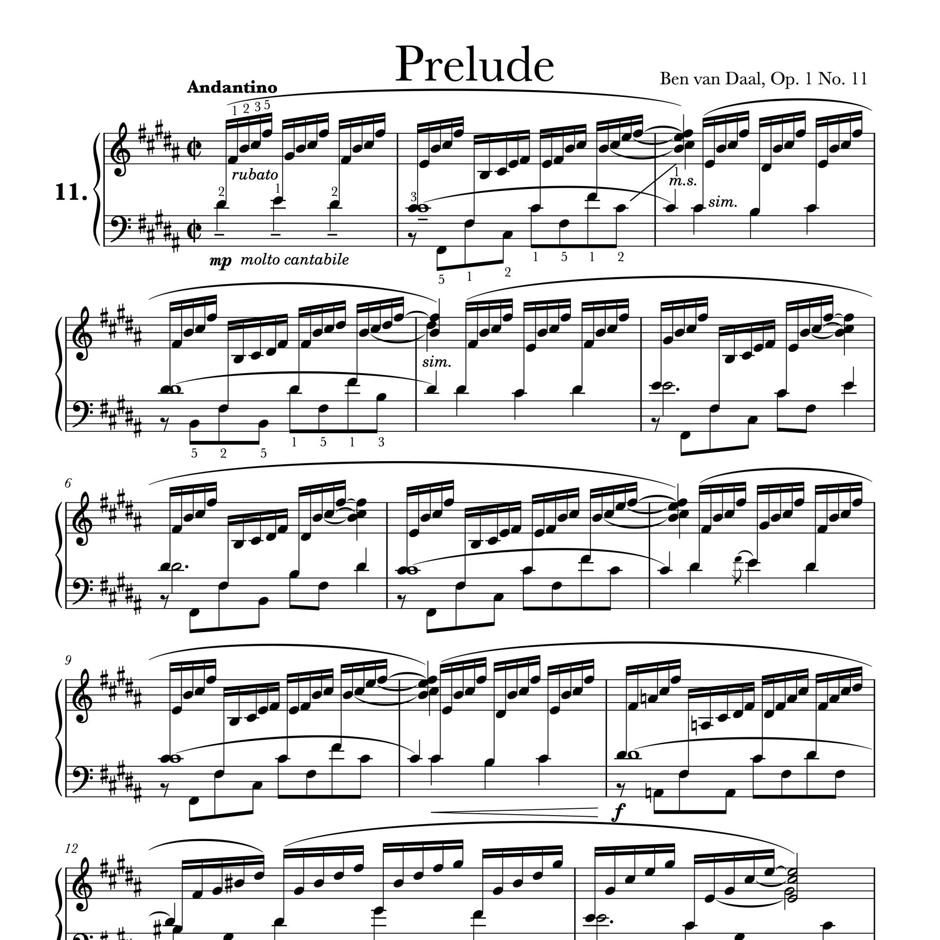 11Prelude in B groot Op. 1 Nr. 11 | Bladmuziek