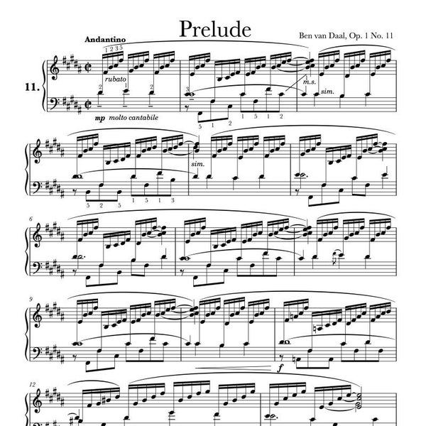 11Prelude in B groot Op. 1 Nr. 11 | Bladmuziek