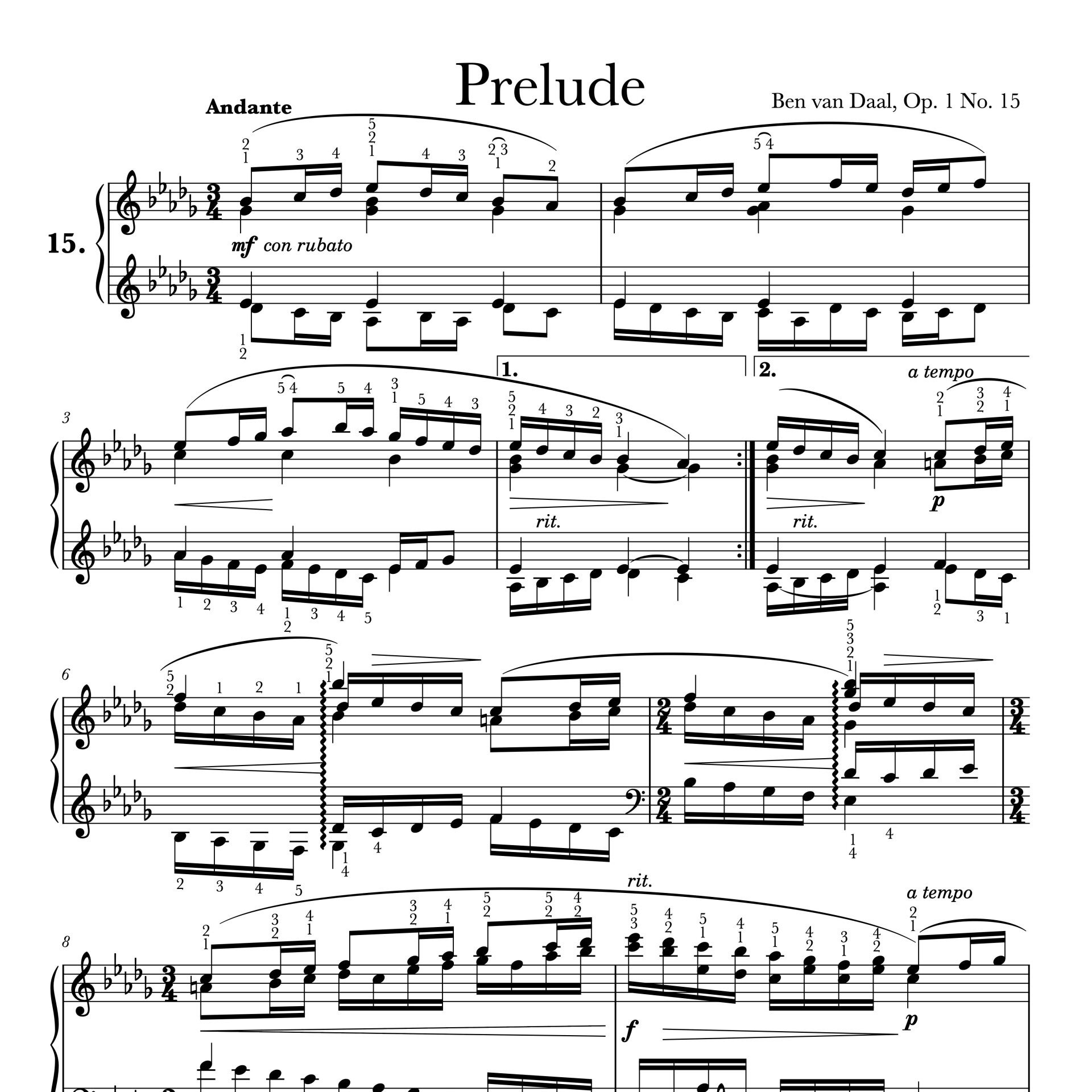 15Prelude in Des groot Op. 1 Nr. 15 | Bladmuziek