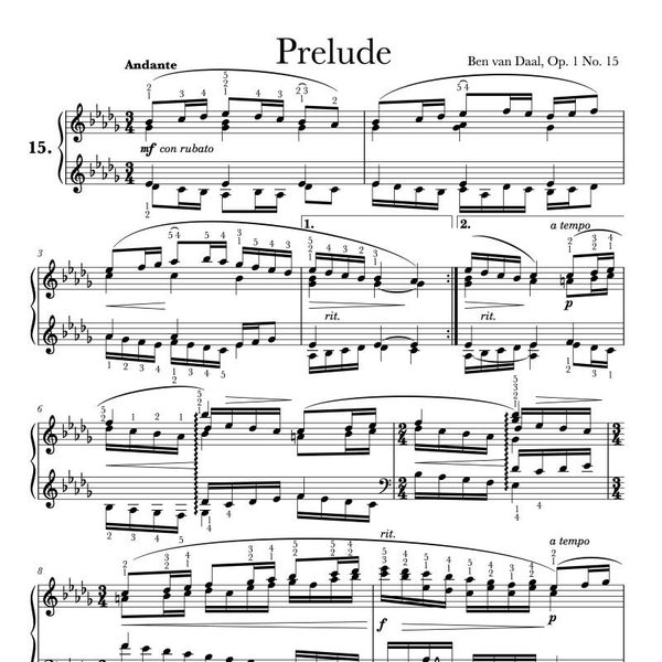 15Prelude in Des groot Op. 1 Nr. 15 | Bladmuziek