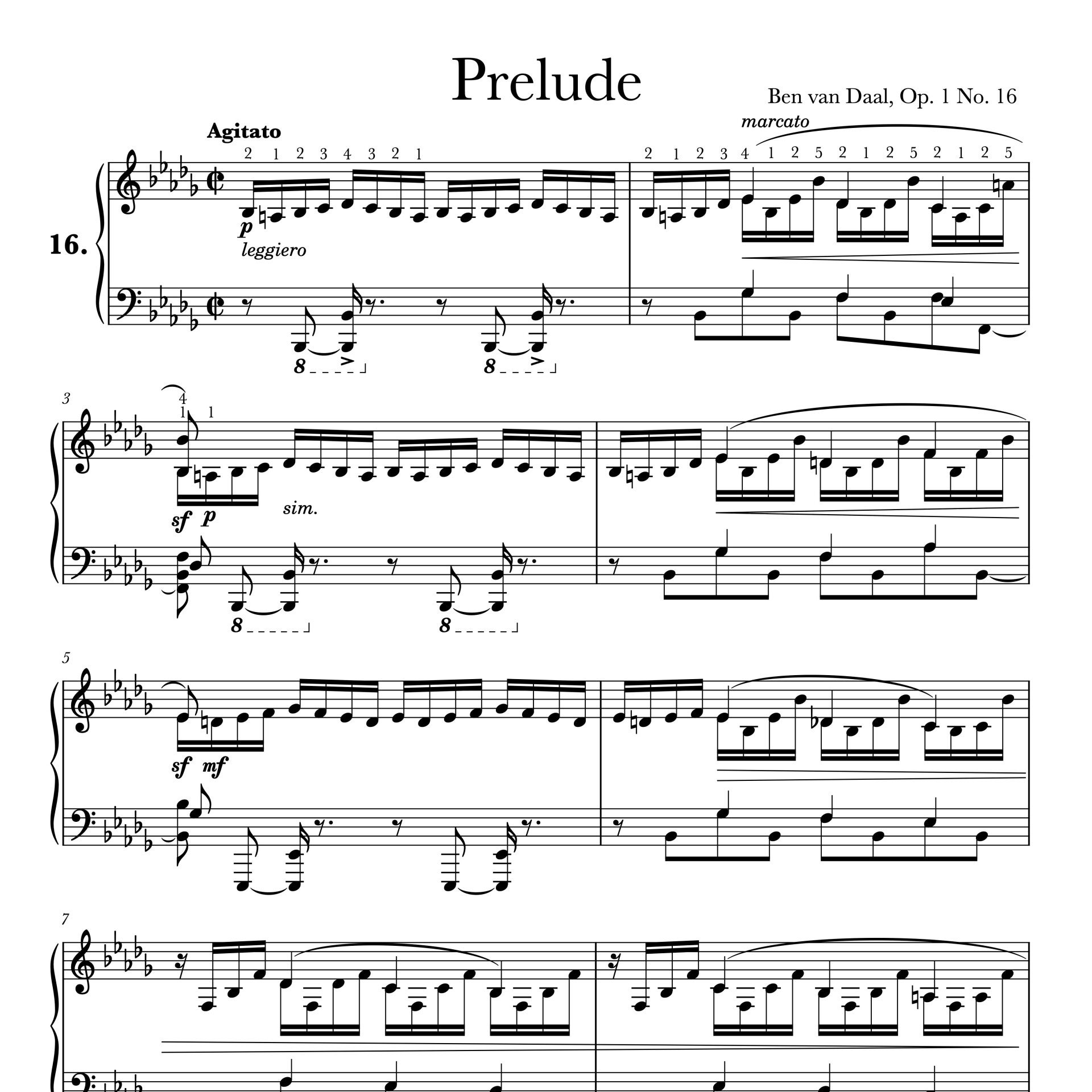 16Prelude in bes klein Op. 1 Nr. 16 | Bladmuziek