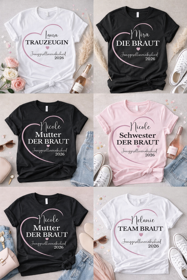 💍 Personalisiertes Junggesellinnenabschied-T-Shirt
