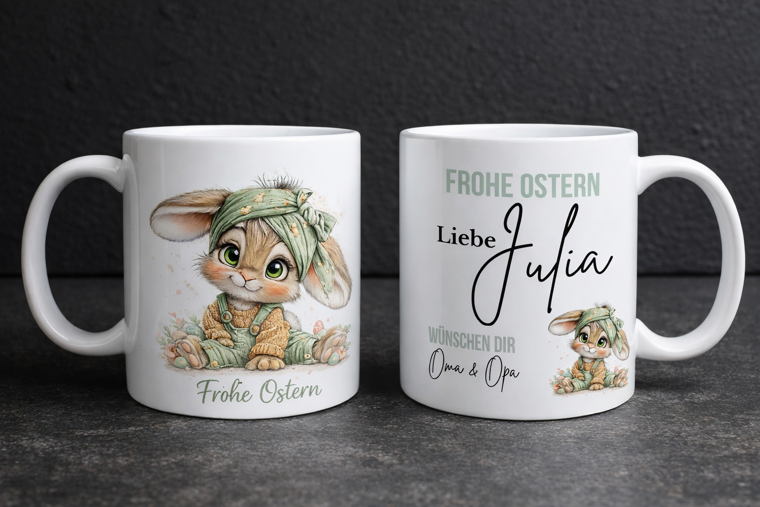 🌸 Personalisierte Ostertasse mit Namen – Osterhase