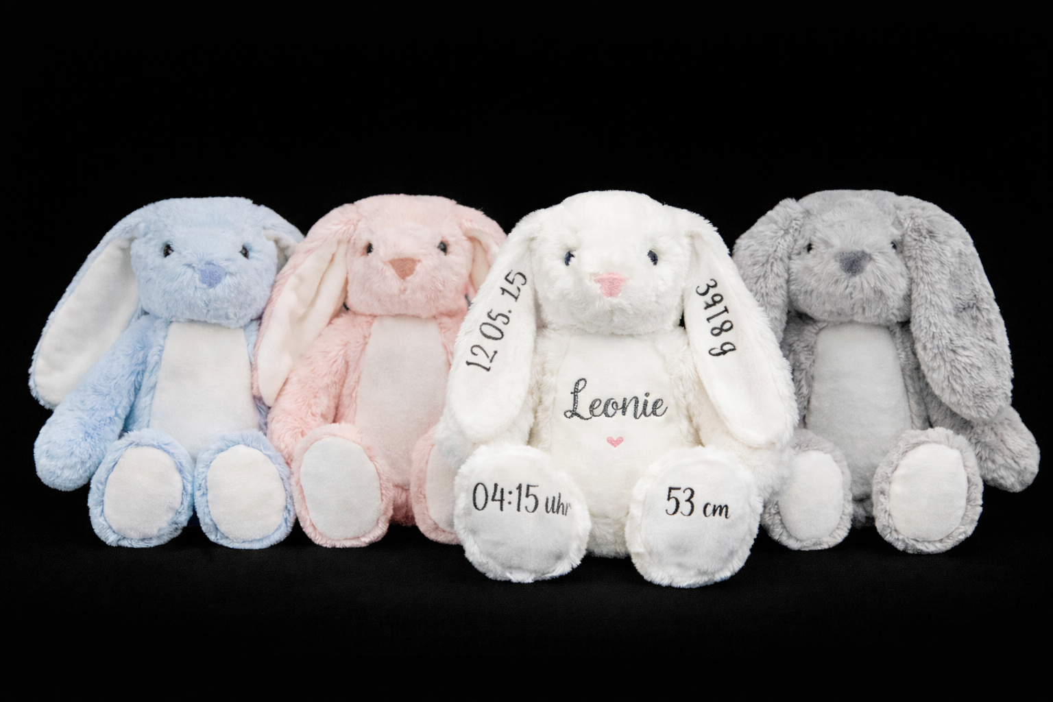 🐰 Personalisierter Kuschel-Hase mit Geburtsdaten