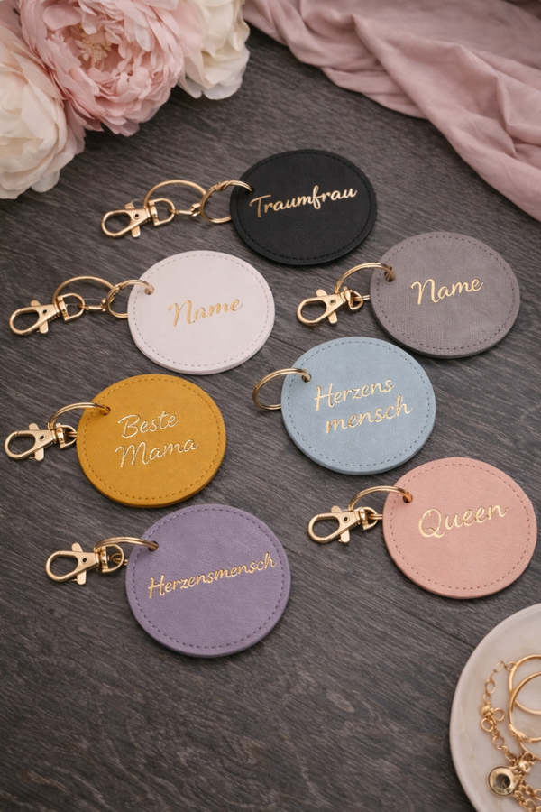 Personalisierter runder Schlüsselanhänger