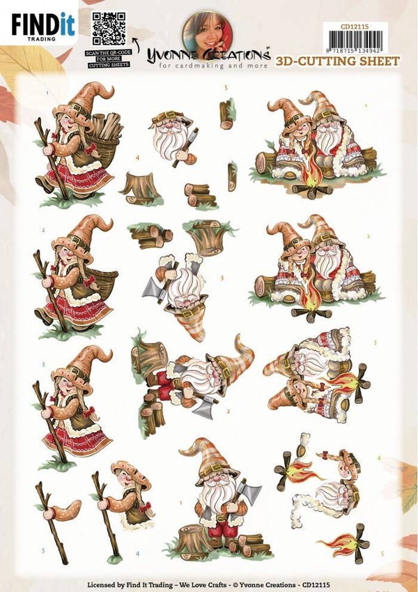 3D Cutting Sheet - Yvonne Creations - Gnomes Campfire