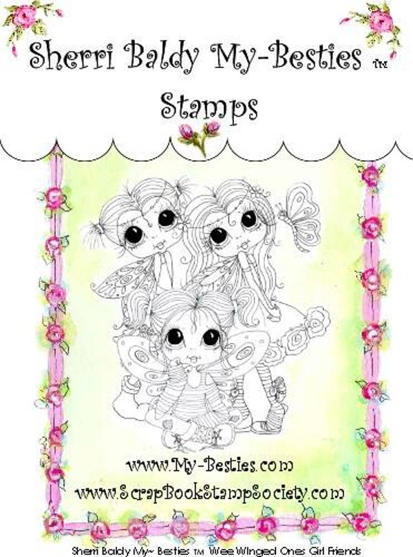 MB 32 Clear Rubber Stamps Wee Winged Ones Girl Friends My-Besties