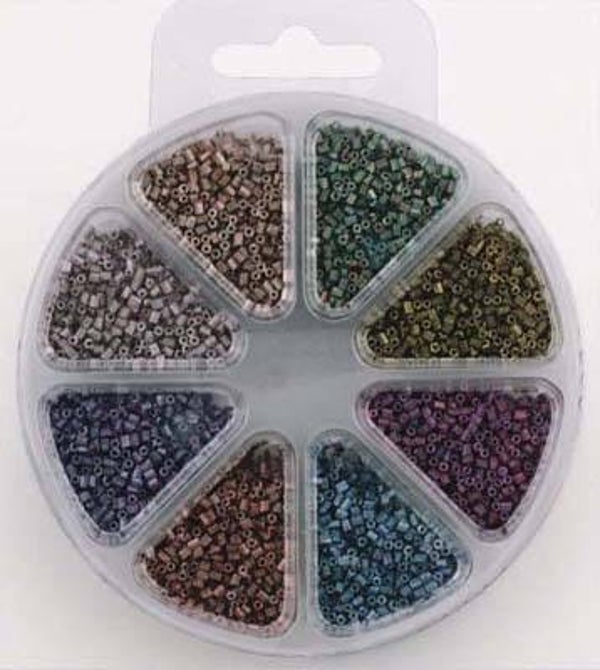 Glass bead kit 8 colors metallic 15/0 2-cut