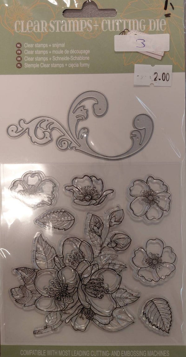 2e kans Stempel en Snijmal 3 - Swirl met bloemen