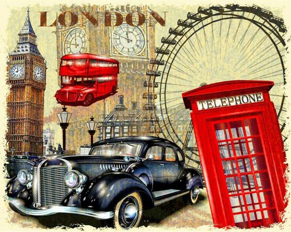Diamond Painting Set London Round Stones 50x40cm GM1040