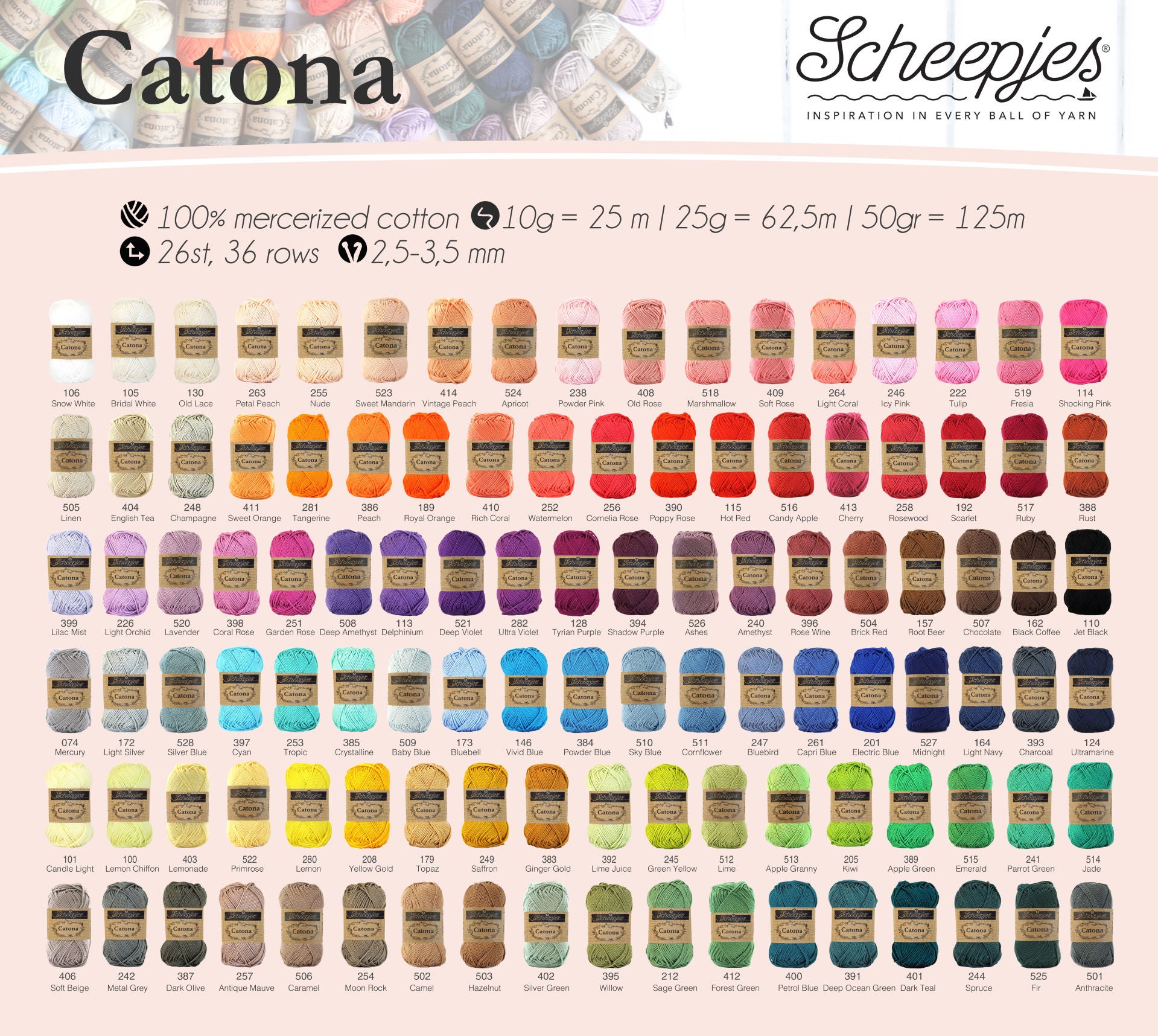 Kleurenkaart Catona 25 / Catona / Scheepjeswol / Wol en Garen / Haken ...