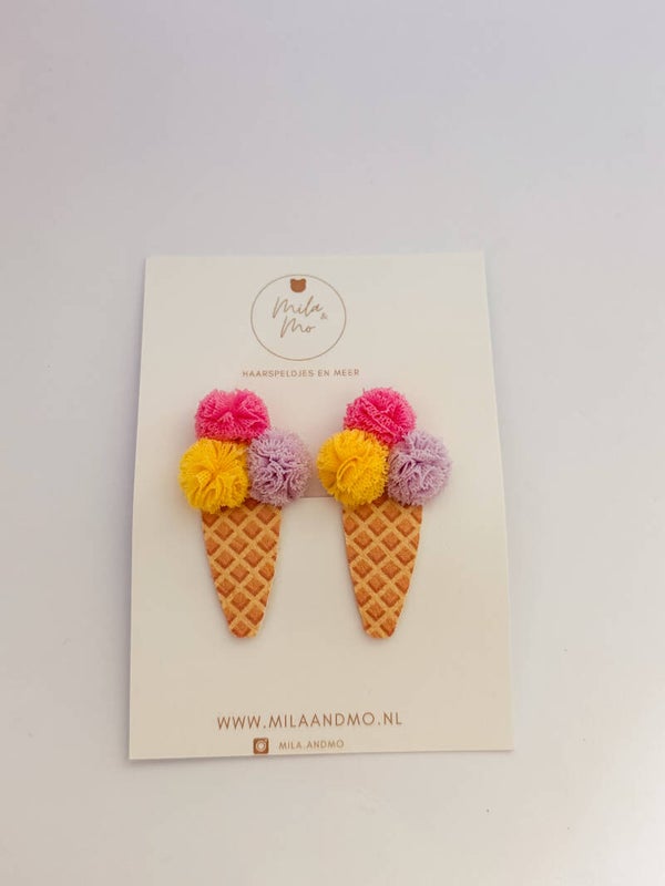 Set ijs speldjes pompom - colour pop