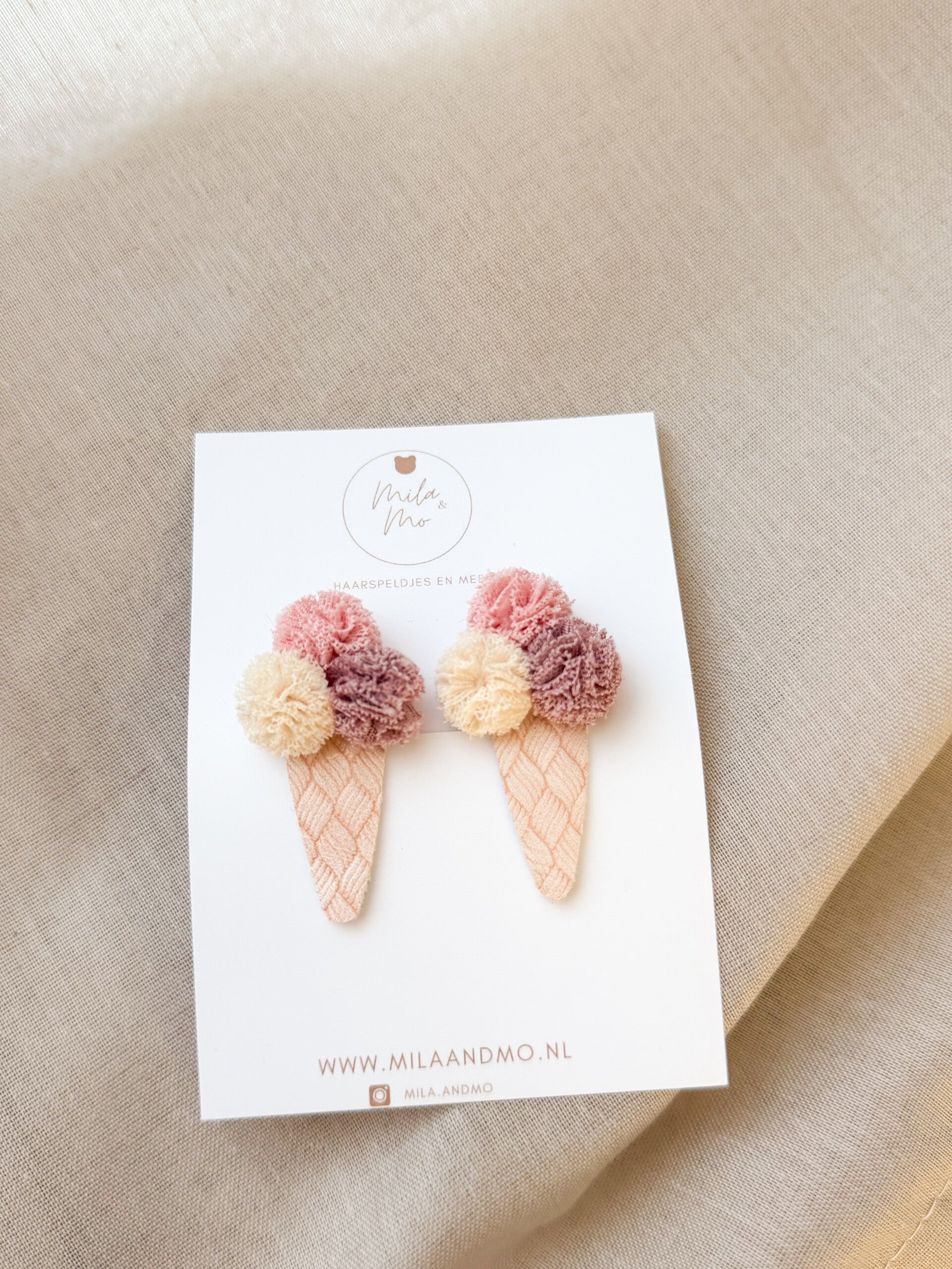Set ijs speldjes pompom - strawberry choc