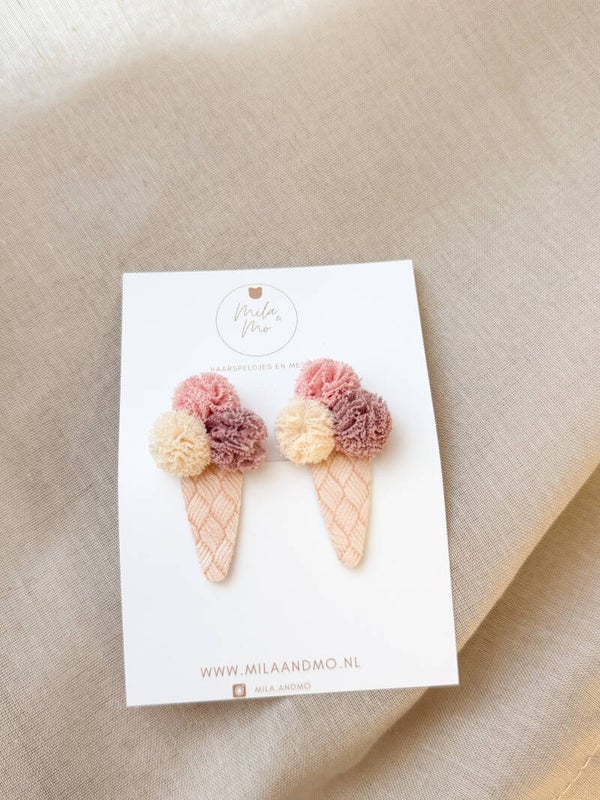 Set ijs speldjes pompom - strawberry choc
