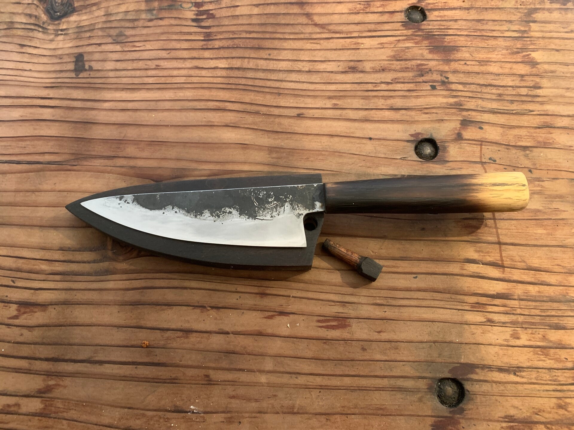 Petty San maï acier doux/135cr3 kurouchi ( brut de forge)