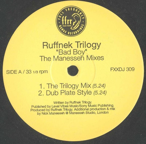Ruffnek Trilogy – "Bad Boy" The Manesseh Mixes Full Frequency Reggae Ex 10'