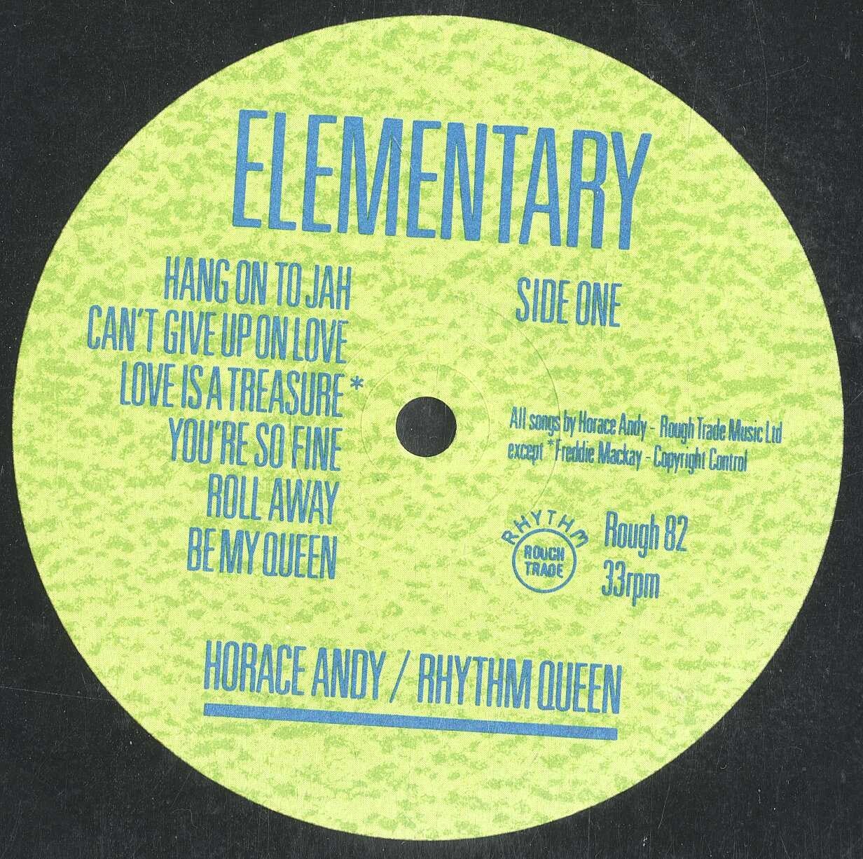 Horace Andy and Rhythm Queen Elementary  Rough 82 EX LP 1985