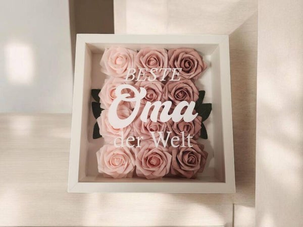 Rosenrahmen, Schattenbox, Bilderrahmen mit Blumen,  Geschenke zu Muttertag,  Geburtstag "Beste Oma der Welt"