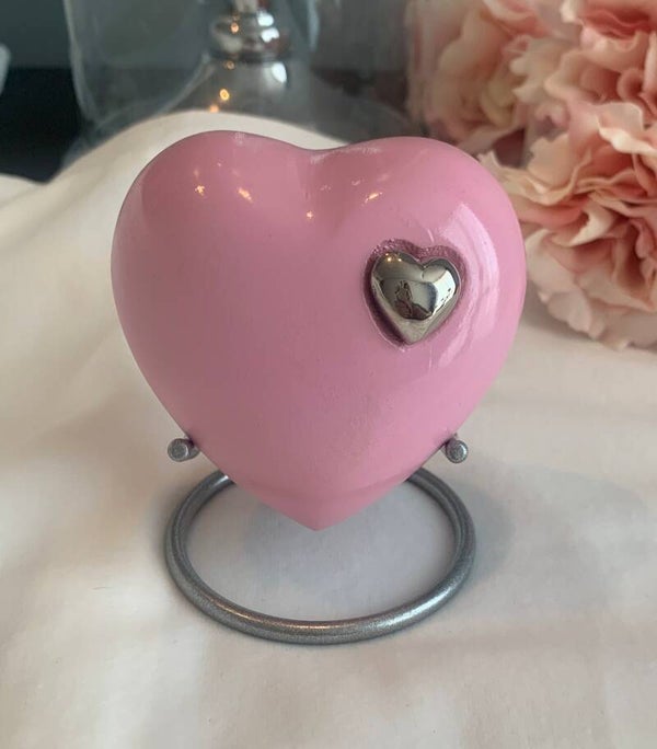 Hart in hart mini urntje roze