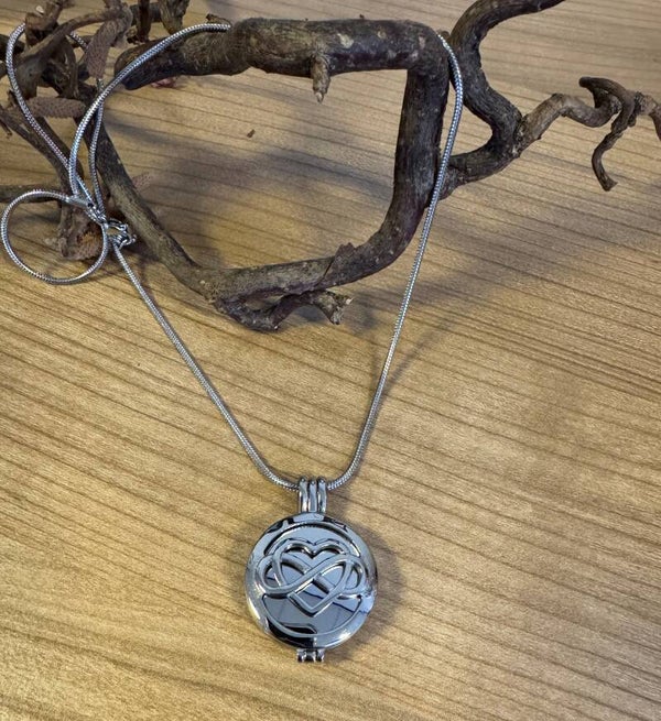 RVS Ashanger met collier medaillon zilver