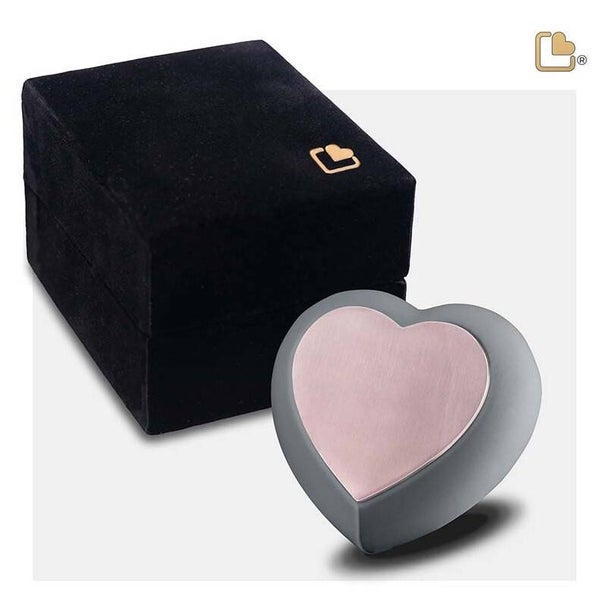 Drop Heart keepsake urn french grey & Bru rosegold
