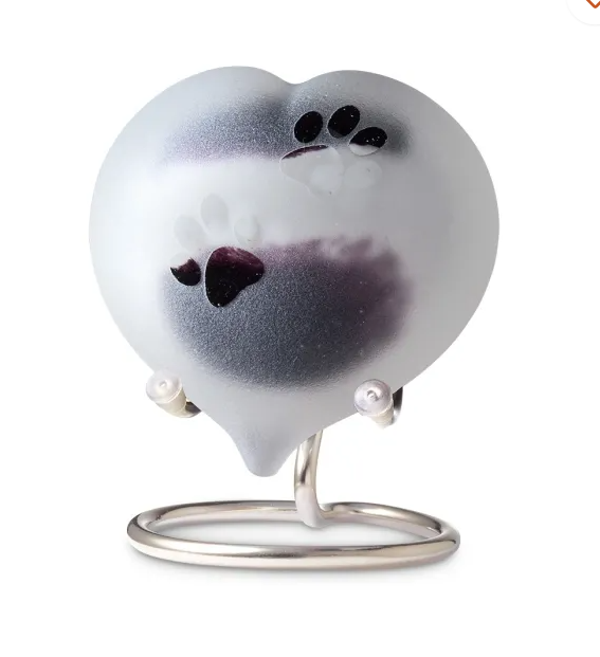 Eeuwige roos Pebbles knuffel mini urn Hart: zwart frosted