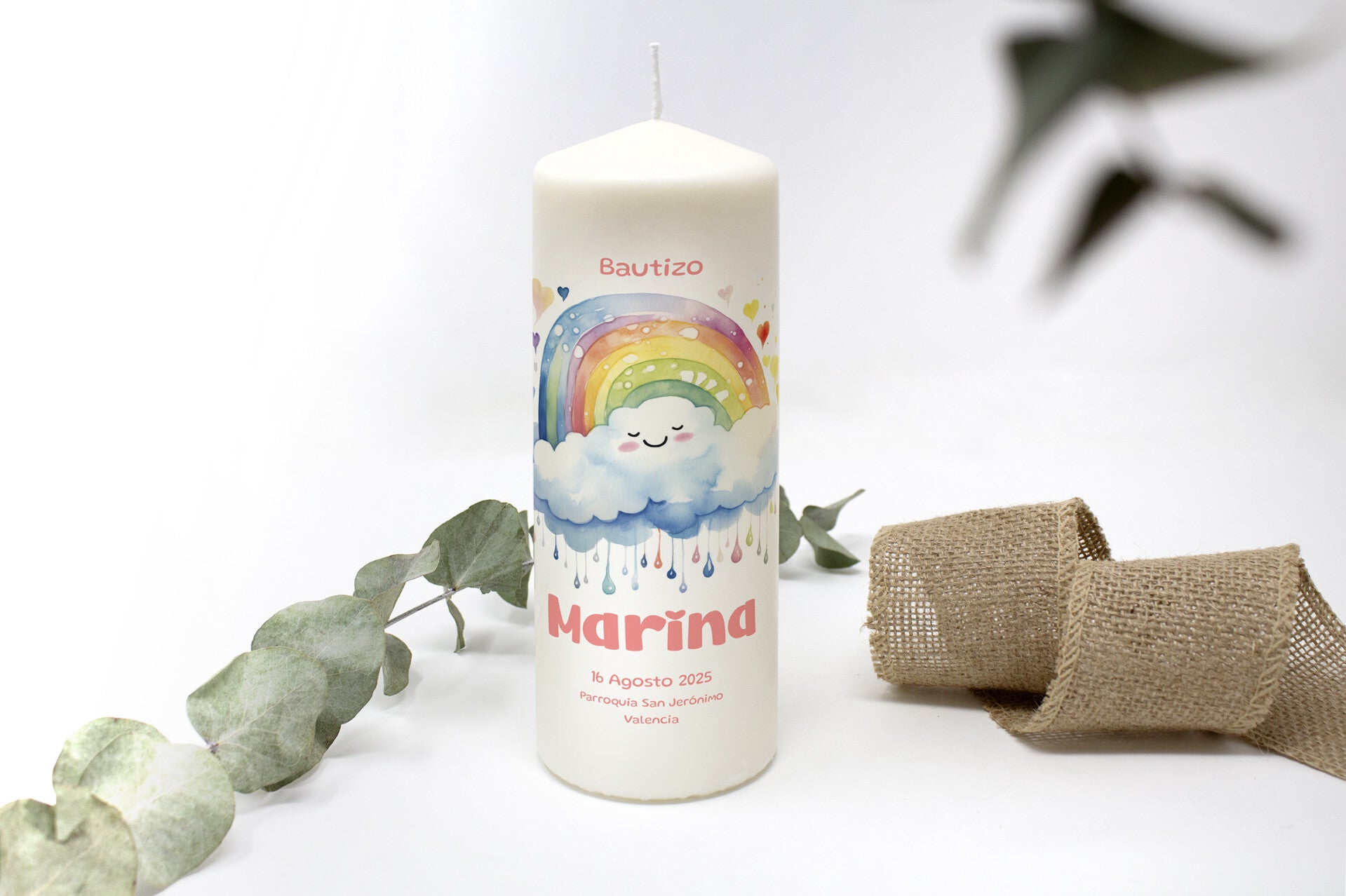 Vela de Bautizo Arcoiris
