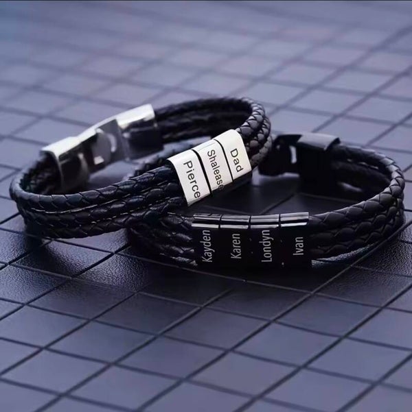 ⛓️ Gepersonaliseerde stoere herenarmband met 5 namen