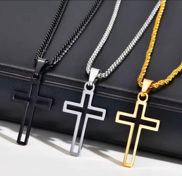 Kruis Ketting – RVS Hanger – 50 cm – Verkrijgbaar in Zwart, Goud & Zilver