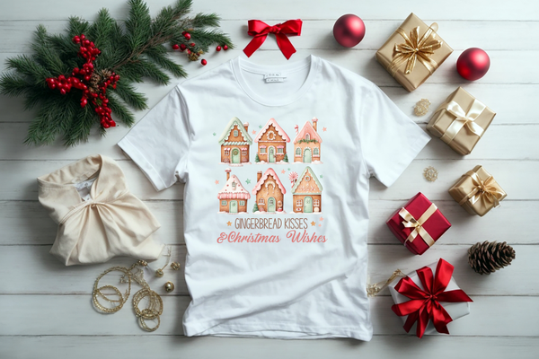 Christmas T-shirt Ginger Bread Houses Adults
