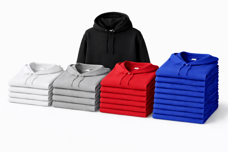 Bulk custom Hoodies with chest logo printing or embroidery available in packs of 5, 10, 15 and 20.