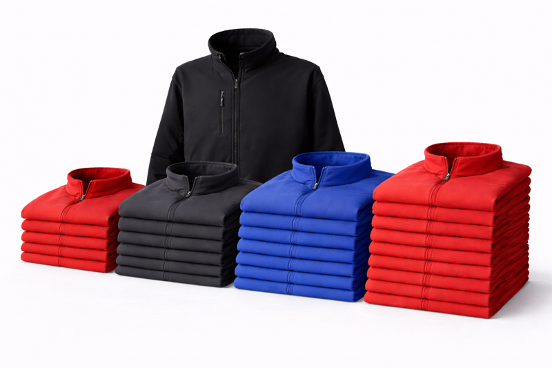 Bulk packs of custom workwear Jackets with included chest logo printing. Available in packs of 5, 10, 15 and 20 garments.