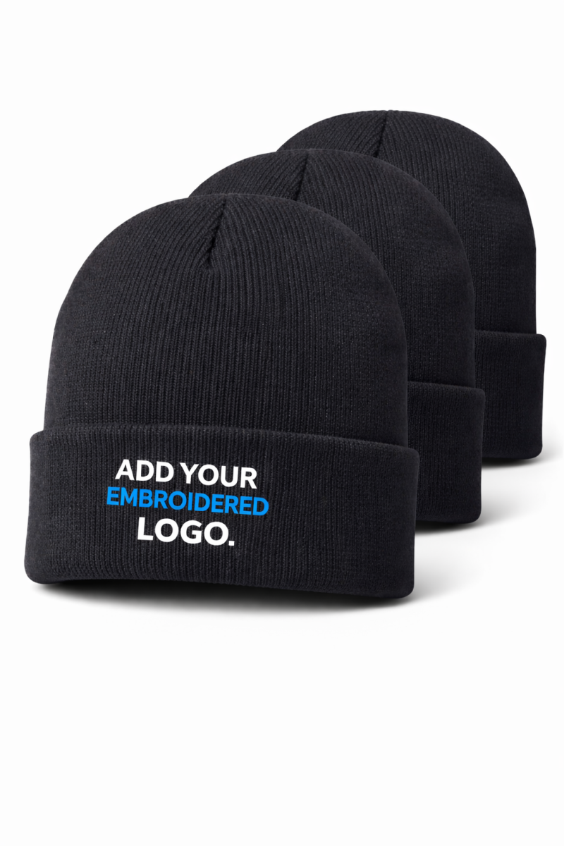 pack of black fleece jackets with custom embroidered logo on left chest for workwear uniforms
