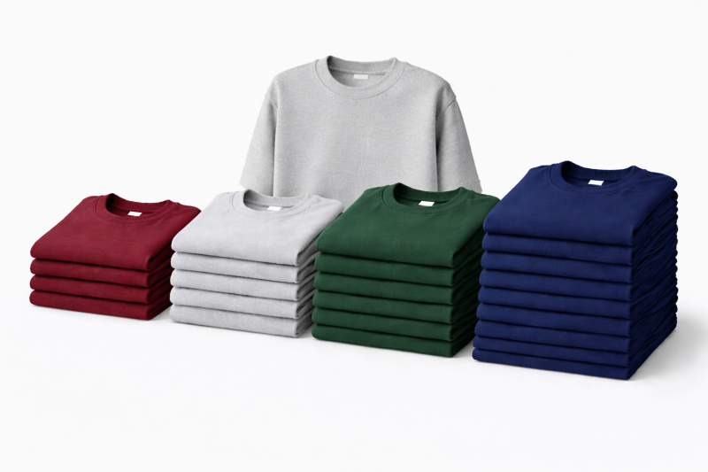Bulk packs of custom workwear T-shirts with included chest logo printing. Available in packs of 5, 10, 15 and 20 garments.