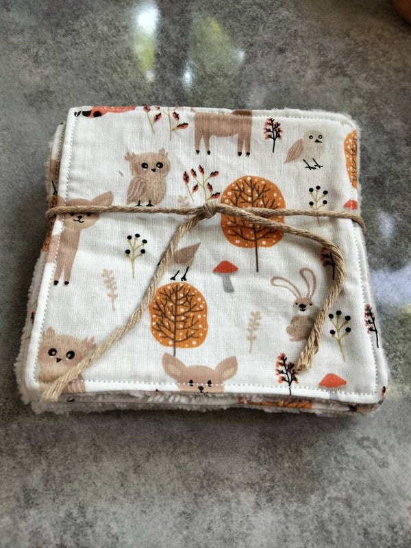 Lingettes lavables et réutilisable en coton et éponge de bambou