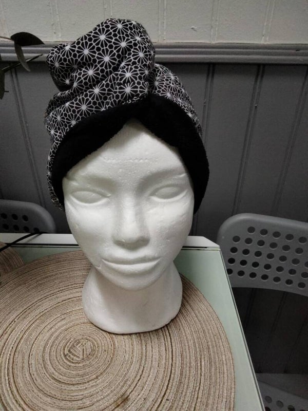 Serviette de tête en coton et éponge
